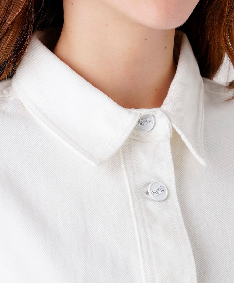 Blusa mujer denim oversize blanca