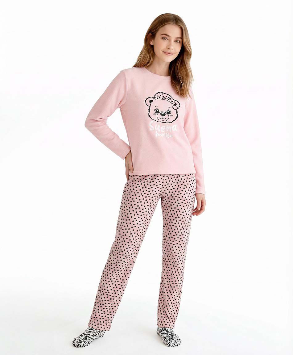 Pack pijama + calcetines mujer polar osito sue&ntilde;a
