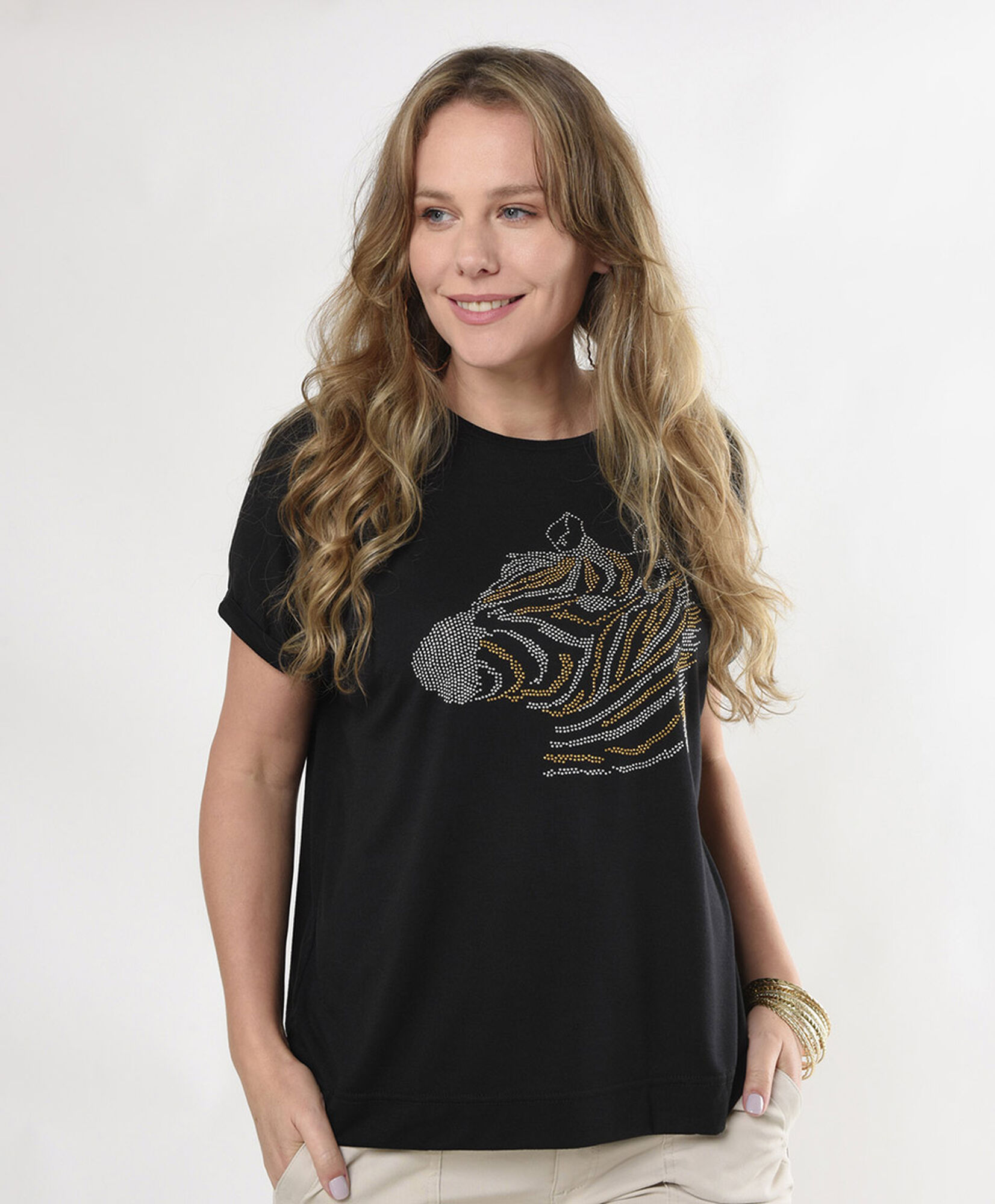Polera mujer estampado cebra brillante Polera mujer estampado cebra brillante
