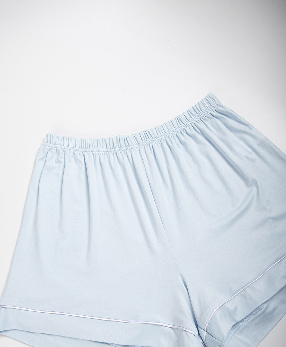 Pijama mujer camisero short celeste