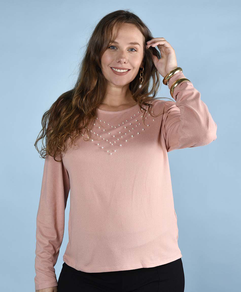 Polera manga larga cuello redondo