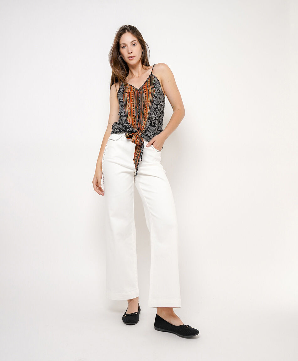 Jeans mujer rectos detalle tachas