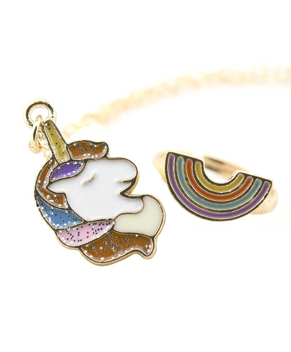 Set collar + anillo unicornio 2 piezas
