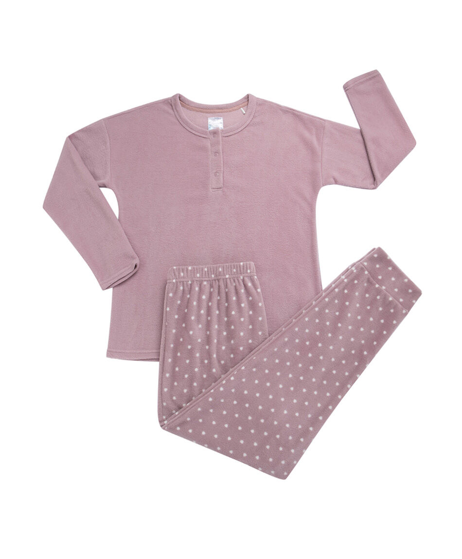 Pijama mujer  top liso botones