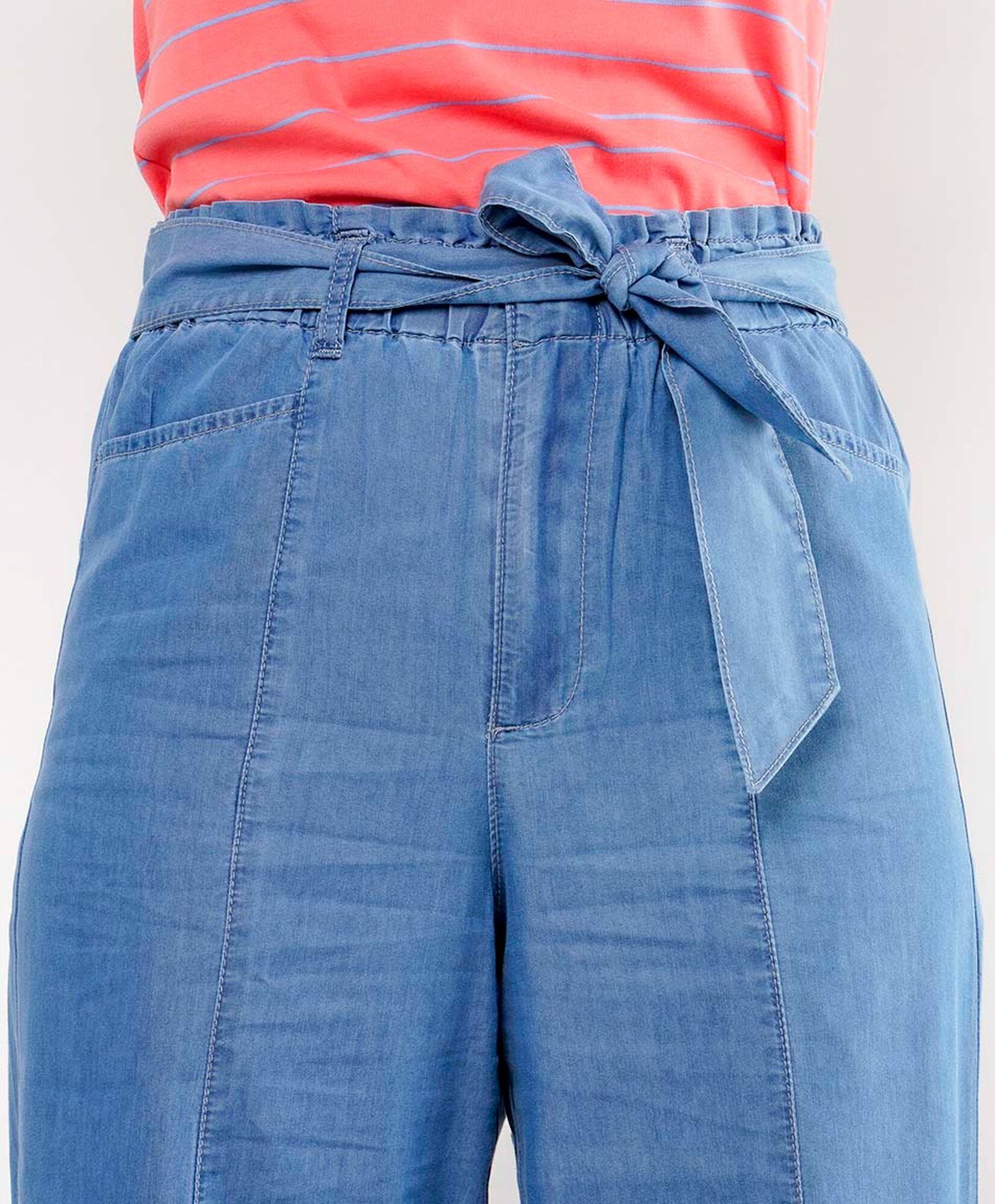 Pantalón mujer cinturón denim wide Pantalón mujer cinturón denim wide