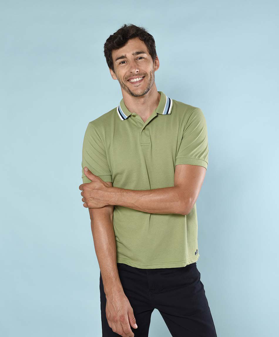 Polera hombre piqu&eacute; l&iacute;neas