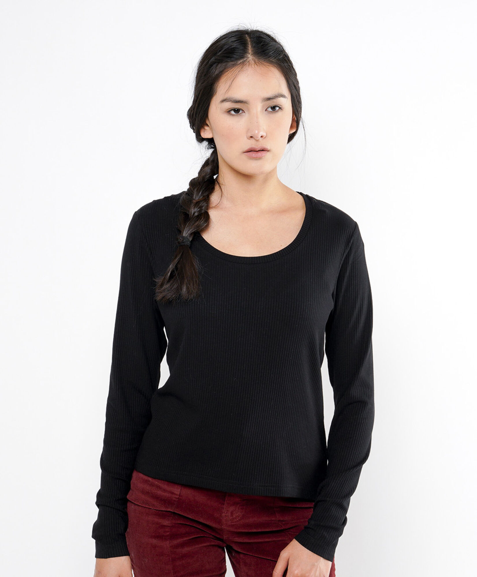 Polera mujer acanalada negra Polera mujer acanalada negra