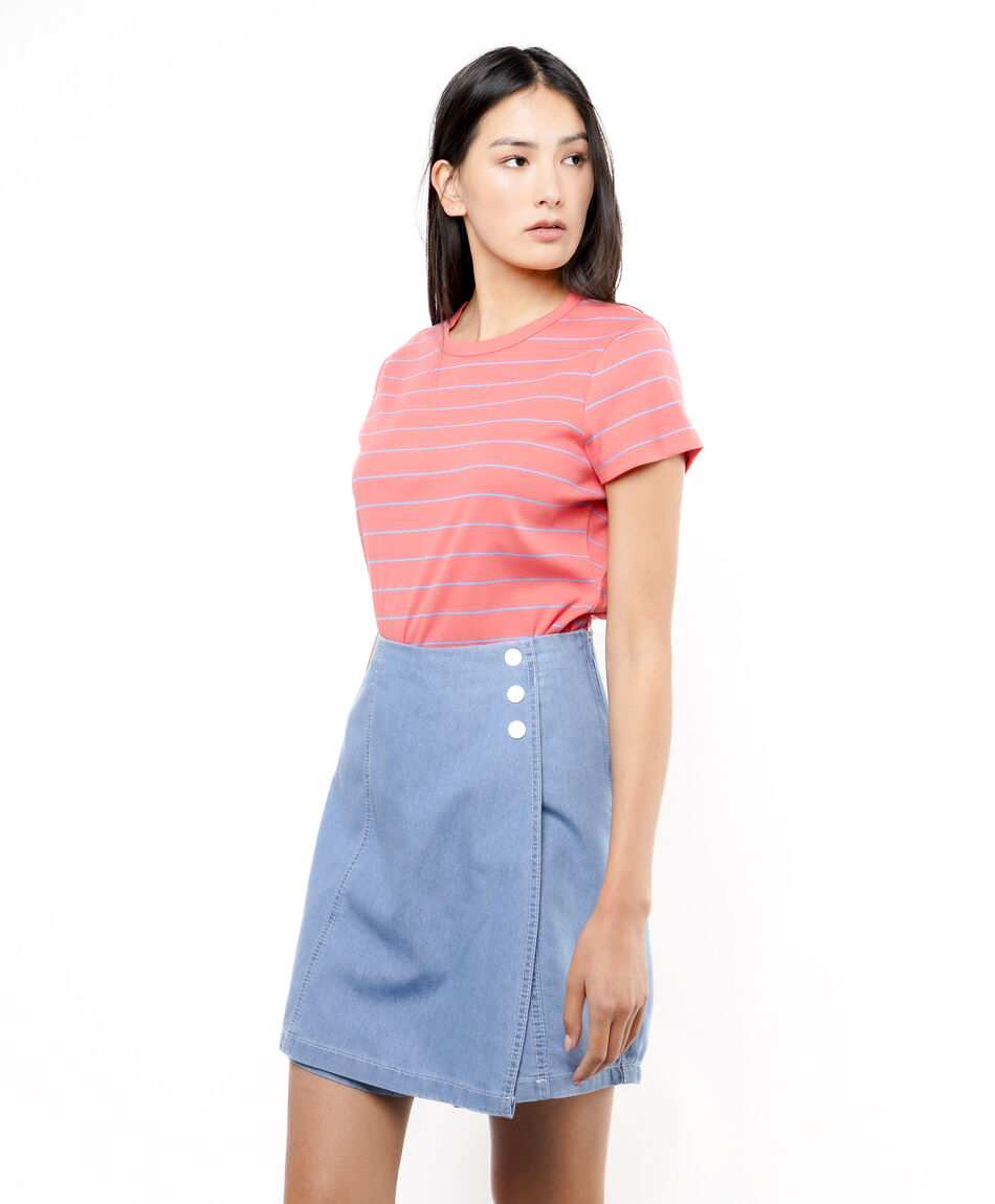 Short mujer falda tencel botones