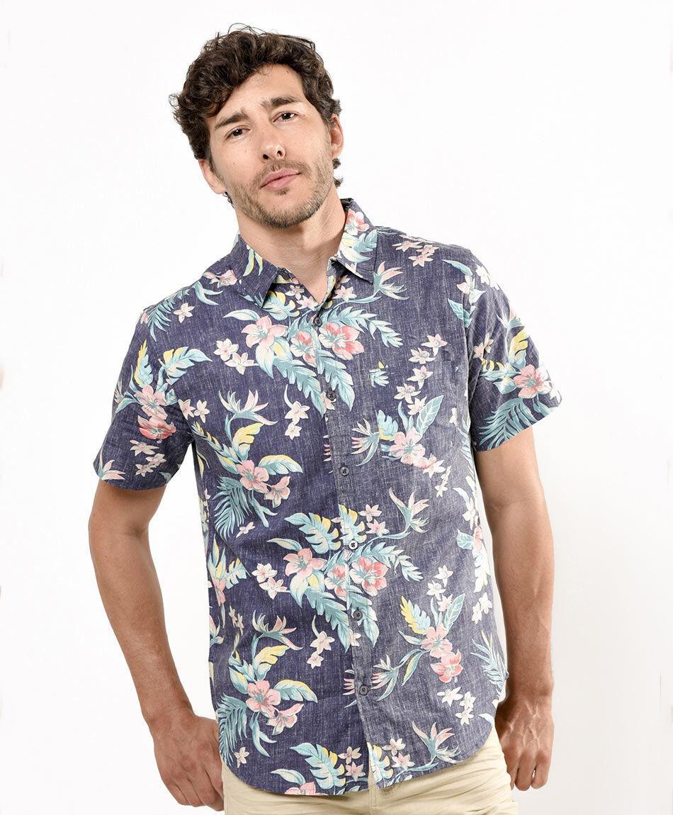 Camisa hombre floreada desgastada