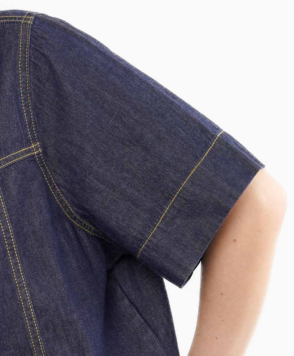 Blusa mujer denim manga corta