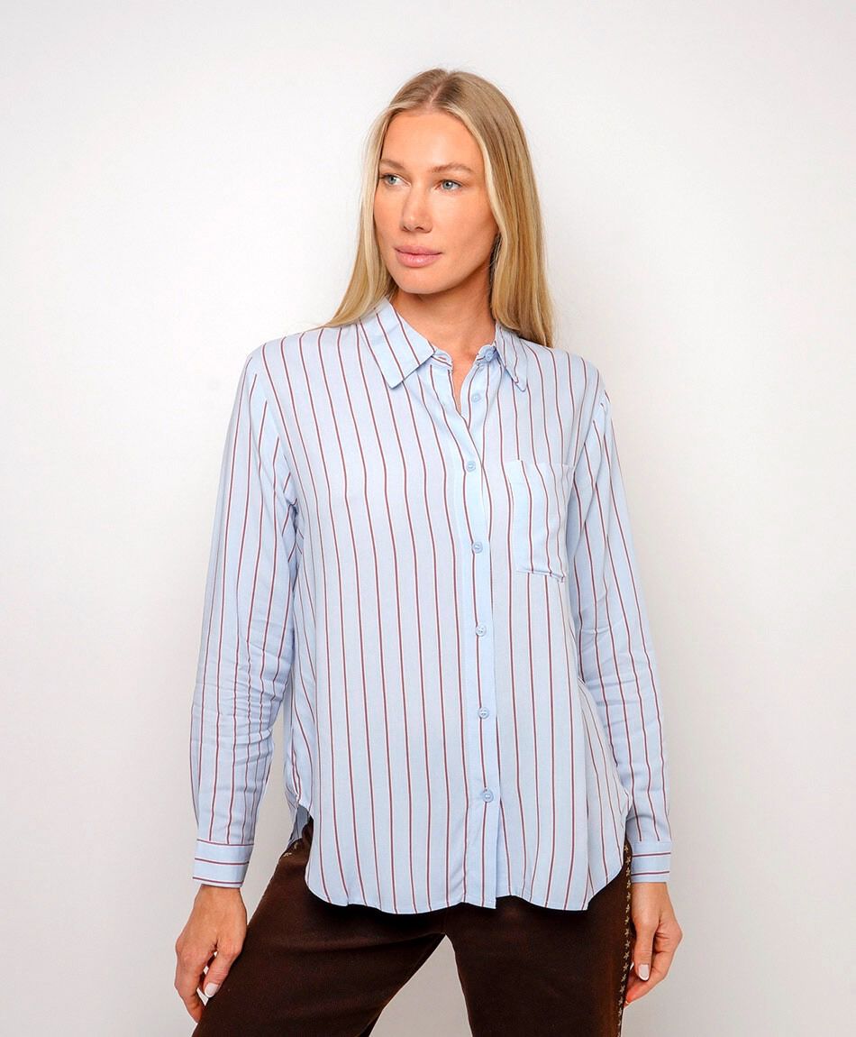 Blusa mujer l&iacute;neas rojas