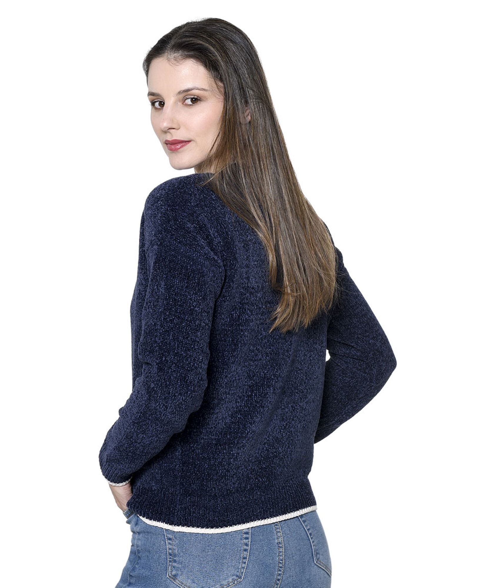 Sweater chenille cuello v Sweater chenille cuello v