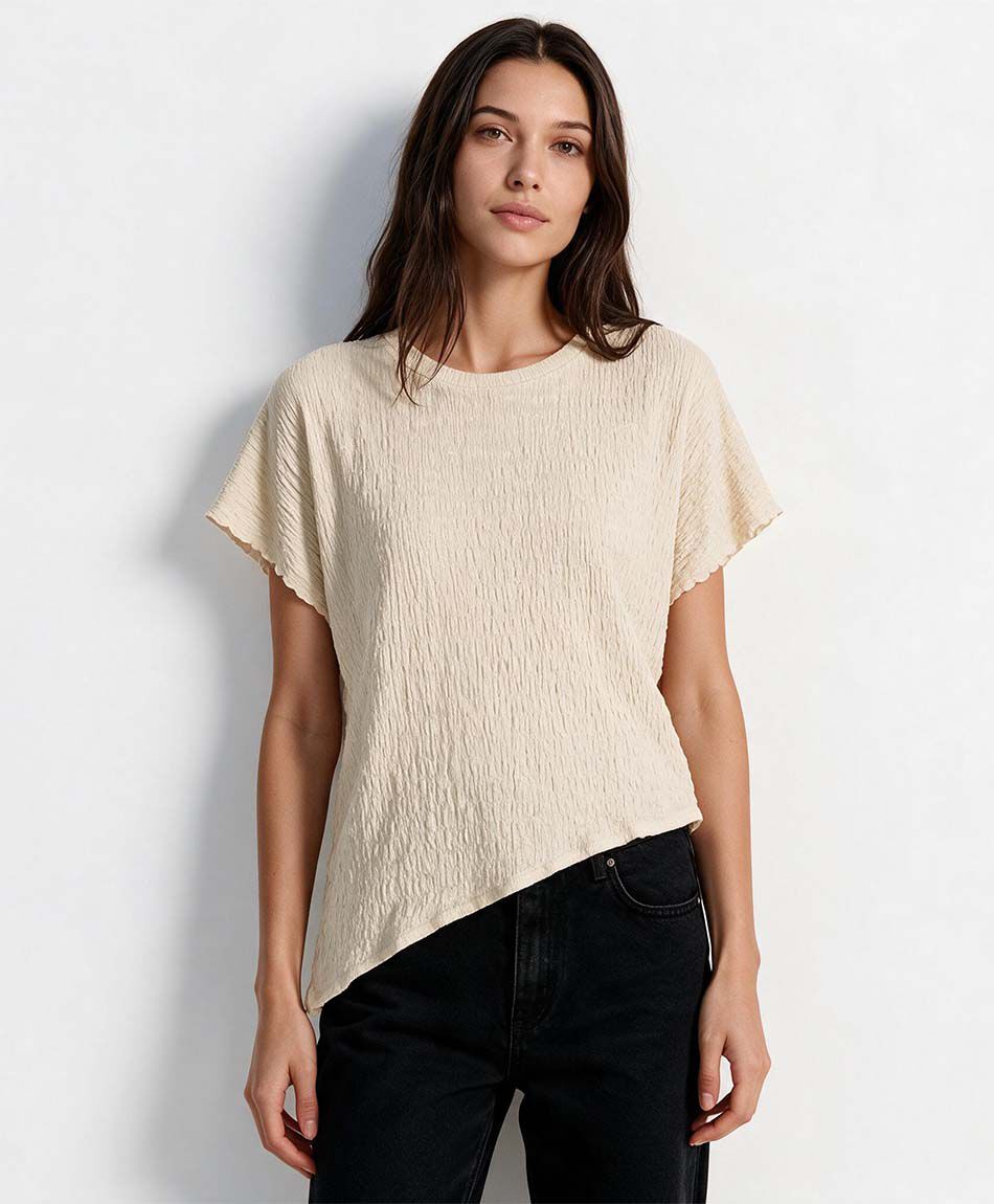 Polera mujer asim&eacute;trica textura
