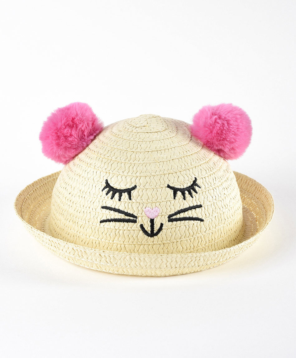 Sombrero ni&ntilde;a gato pompones