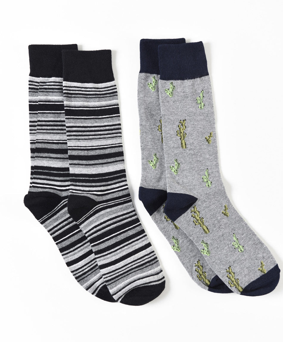 Pack 2 calcetines cactus y rayas