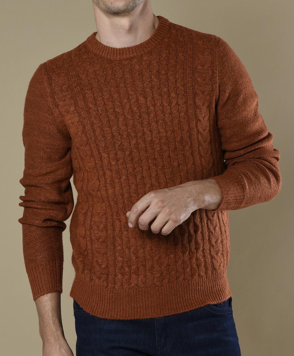 Sweater trenzado cuello redondo