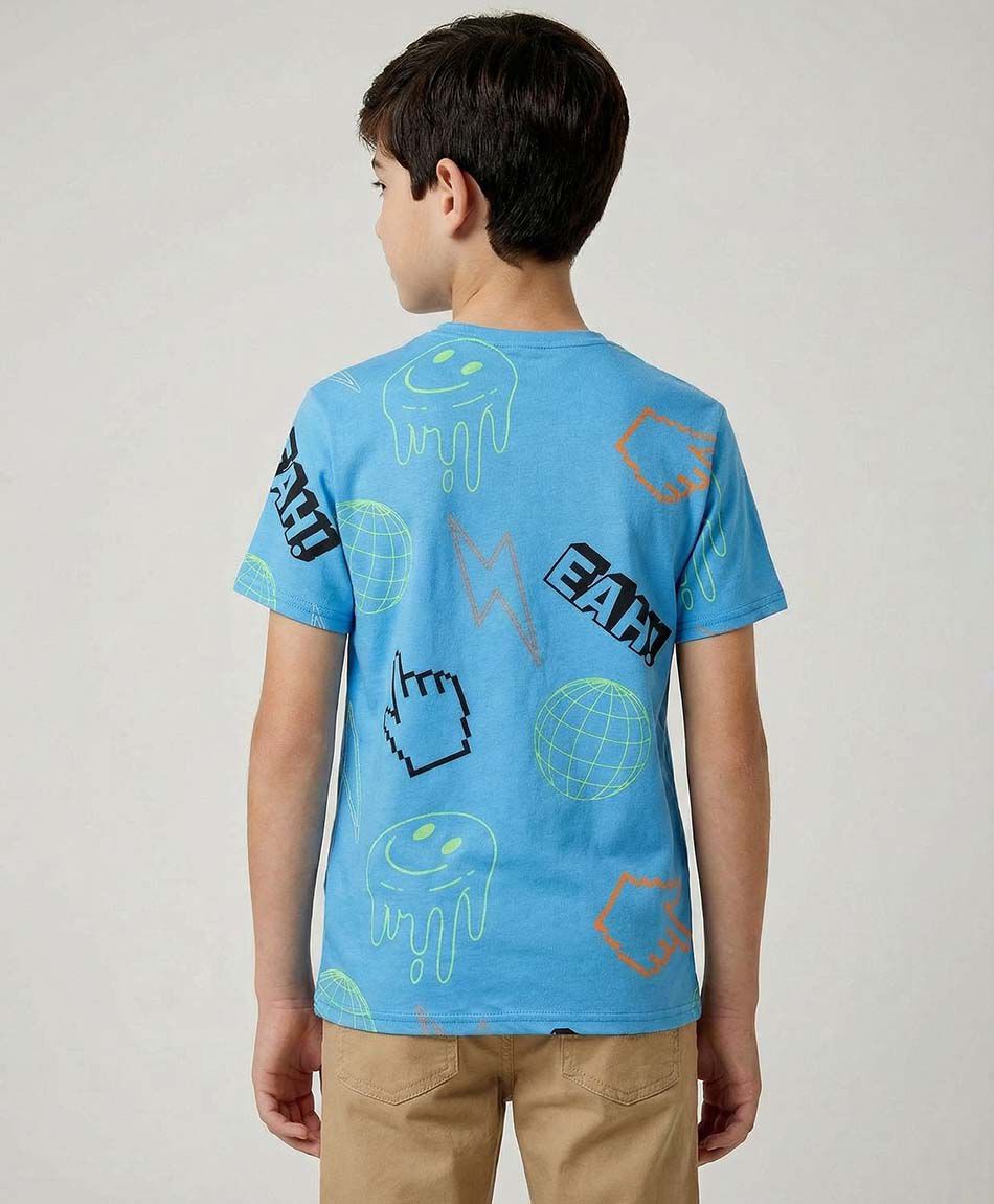 Polera ni&ntilde;o celeste dibujos