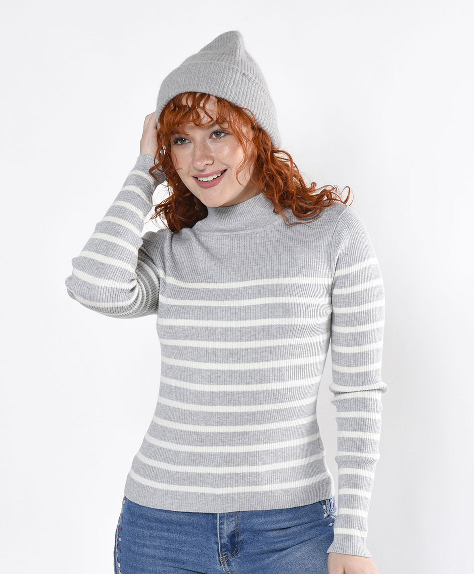 Sweater mujer acanalado líneas ajustado Sweater mujer acanalado líneas ajustado