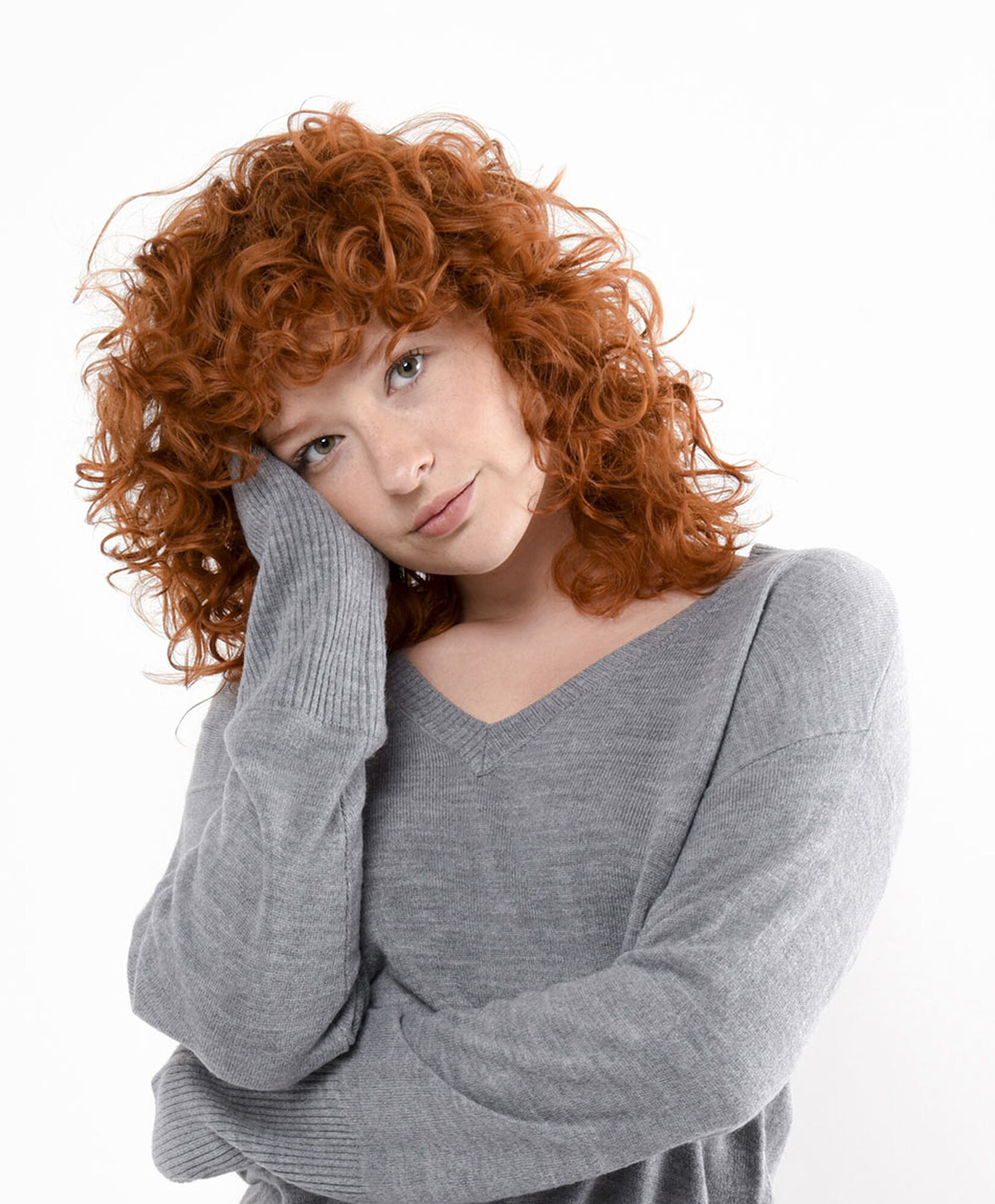 Sweater mujer gris cuello v Sweater mujer gris cuello v