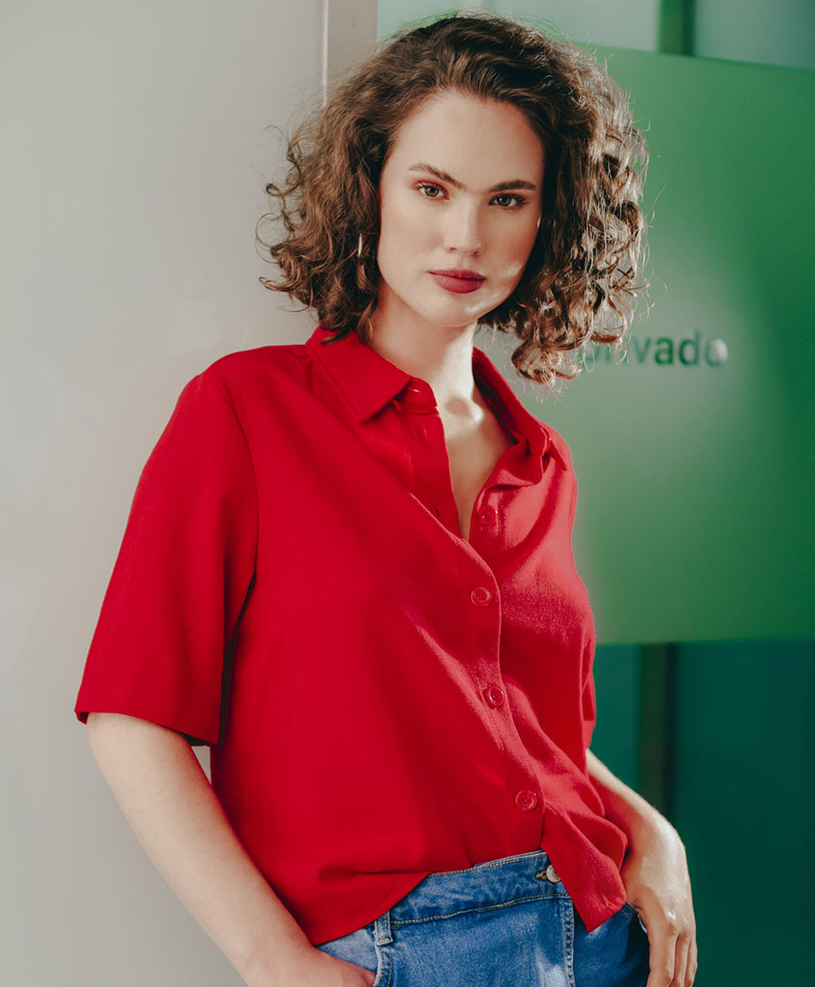 Blusa mujer roja botones Blusa mujer roja botones