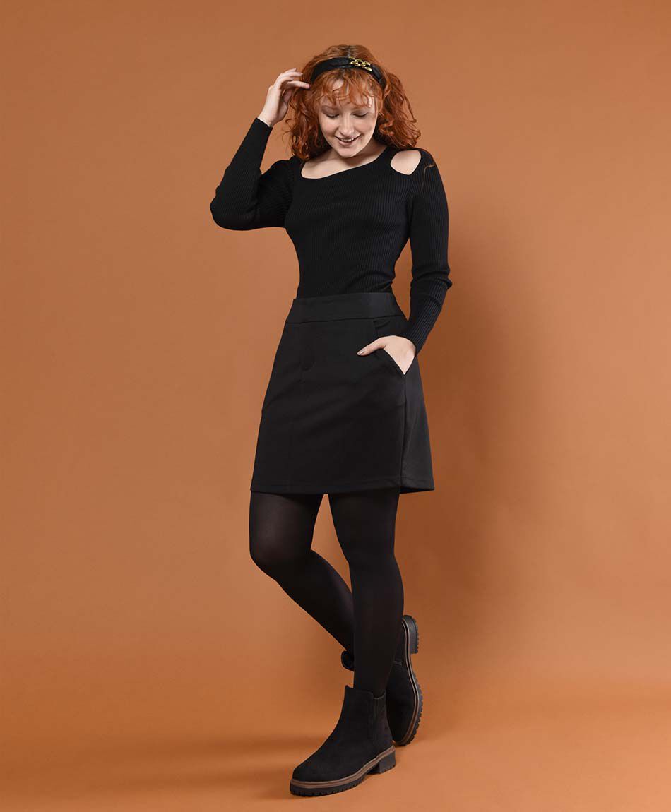 Mini falda mujer lisa bolsillos