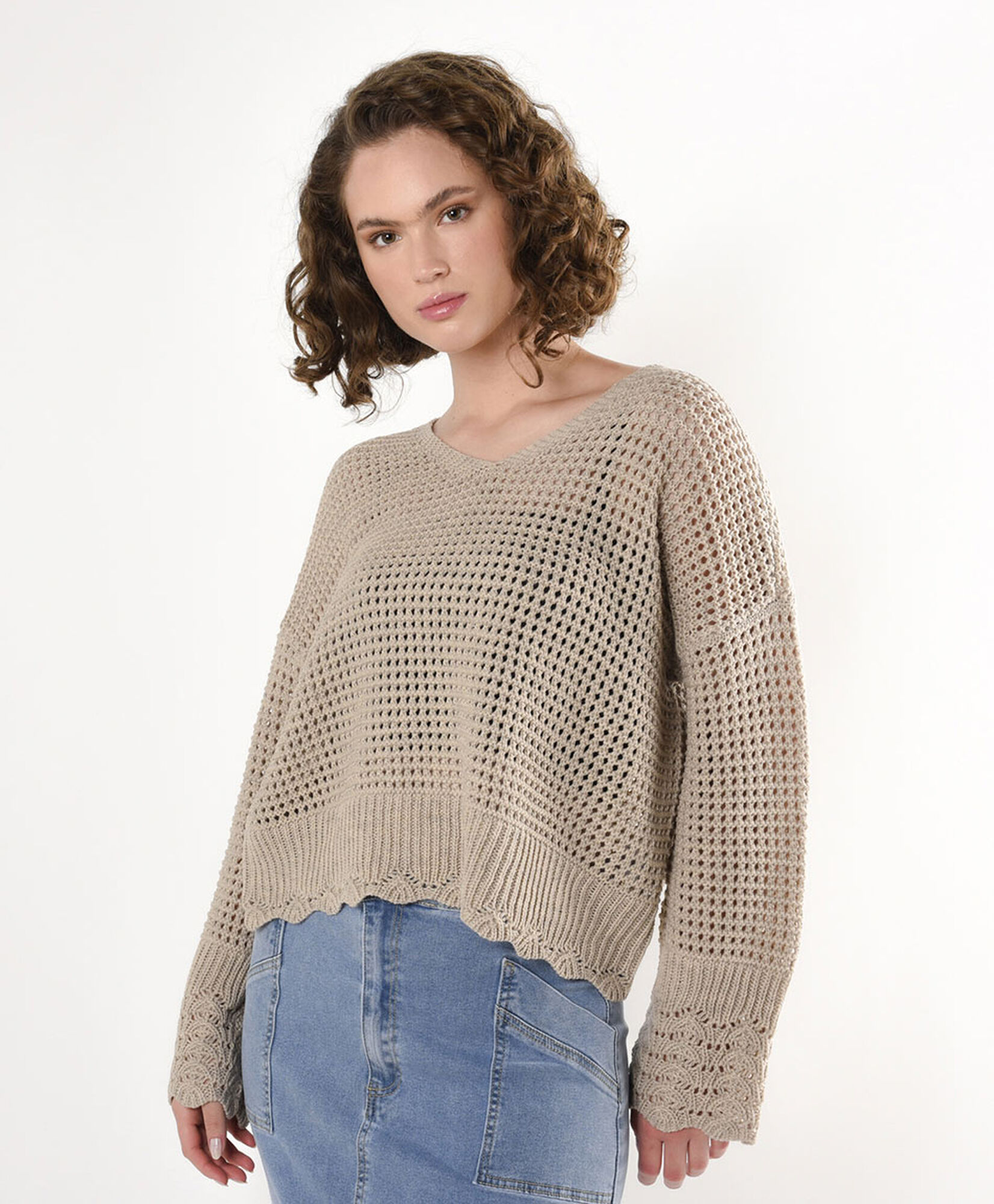 Sweater mujer calado detalles basta Sweater mujer calado detalles basta