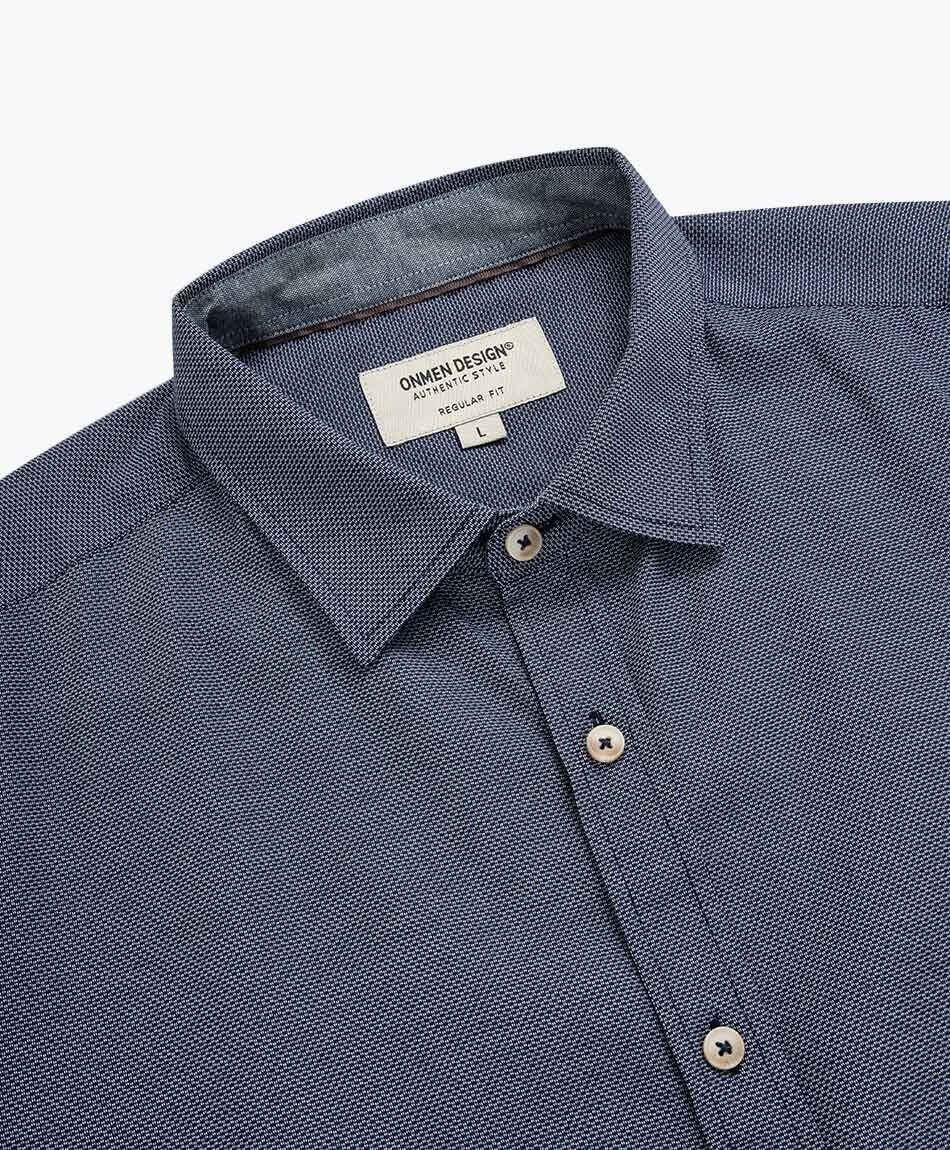 Camisa hombre manga larga textura blue