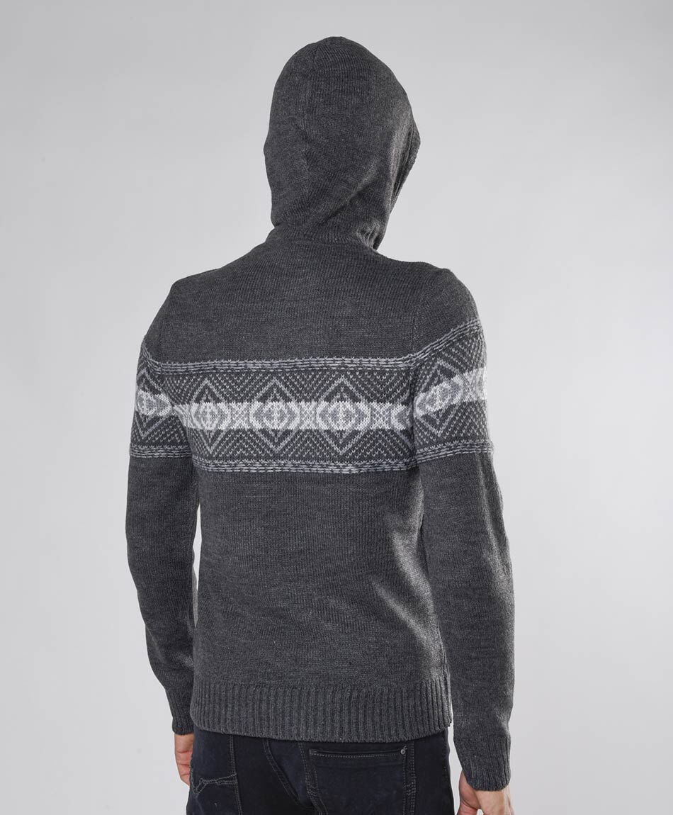 Sweater hombre rombos capucha