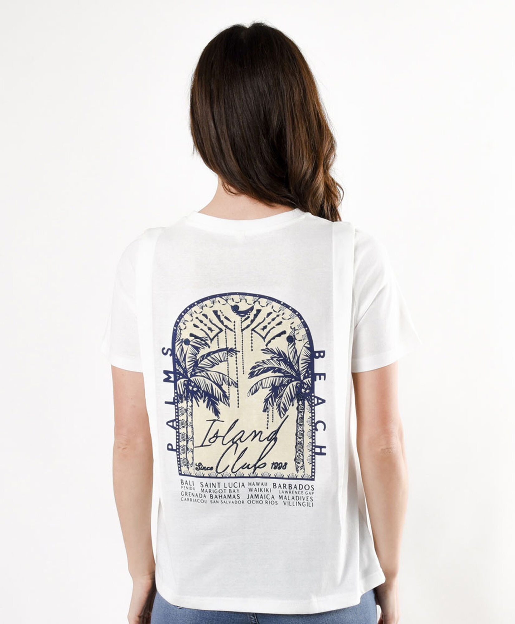 Polera mujer doble estampado palmeras Polera mujer doble estampado palmeras