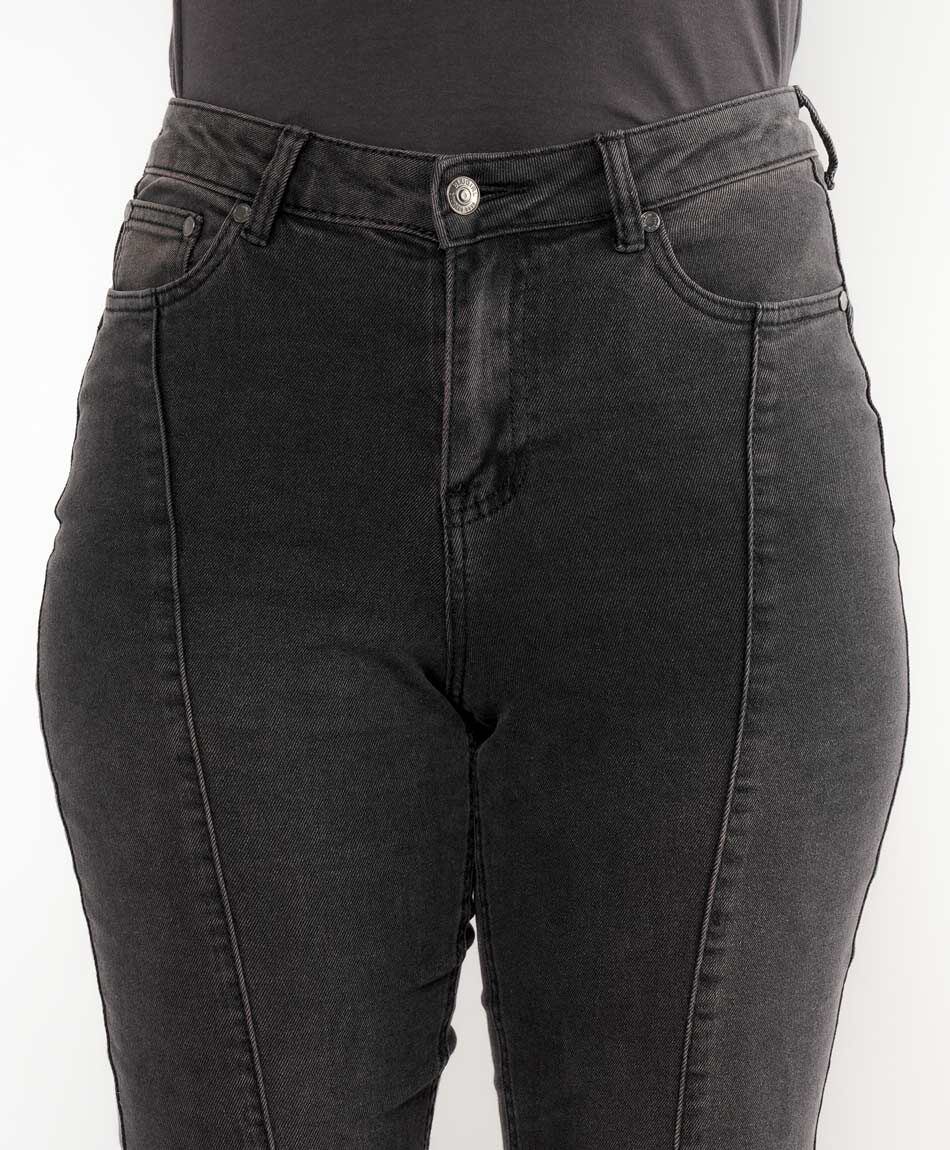 Jeans mujer basta doble abierta flare