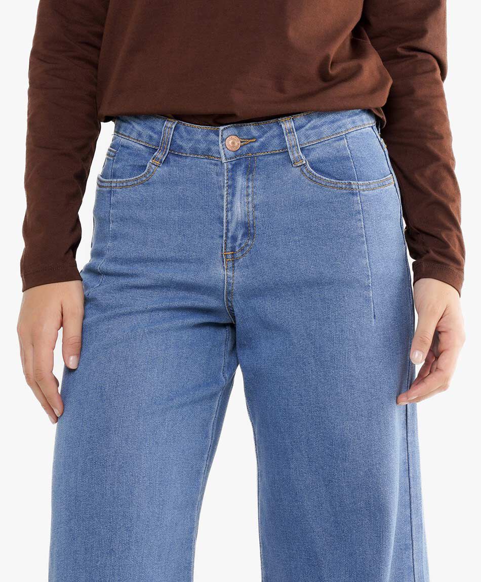 Jeans mujer wide leg coraz&oacute;n tiro alto