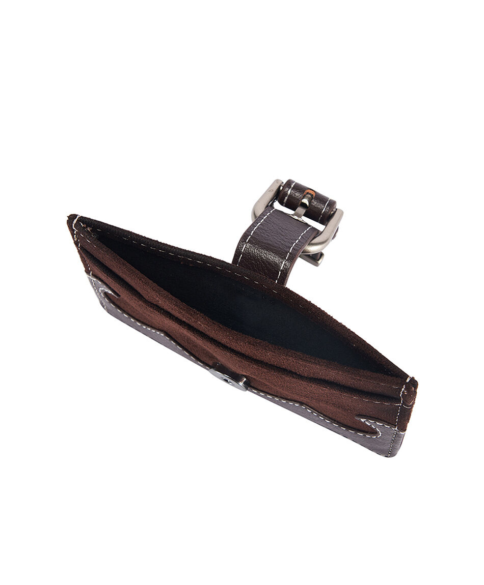 Tarjetero mujer suede hebilla