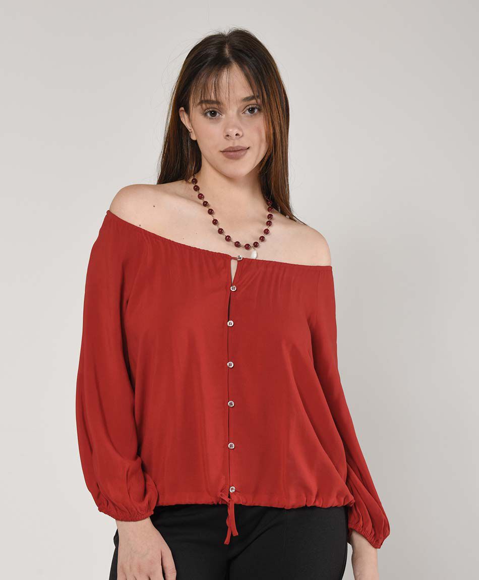Blusa mujer botones y lazo