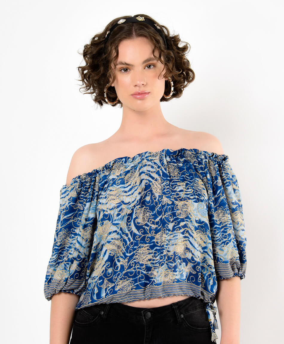 Blusa mujer estampado off shoulder
