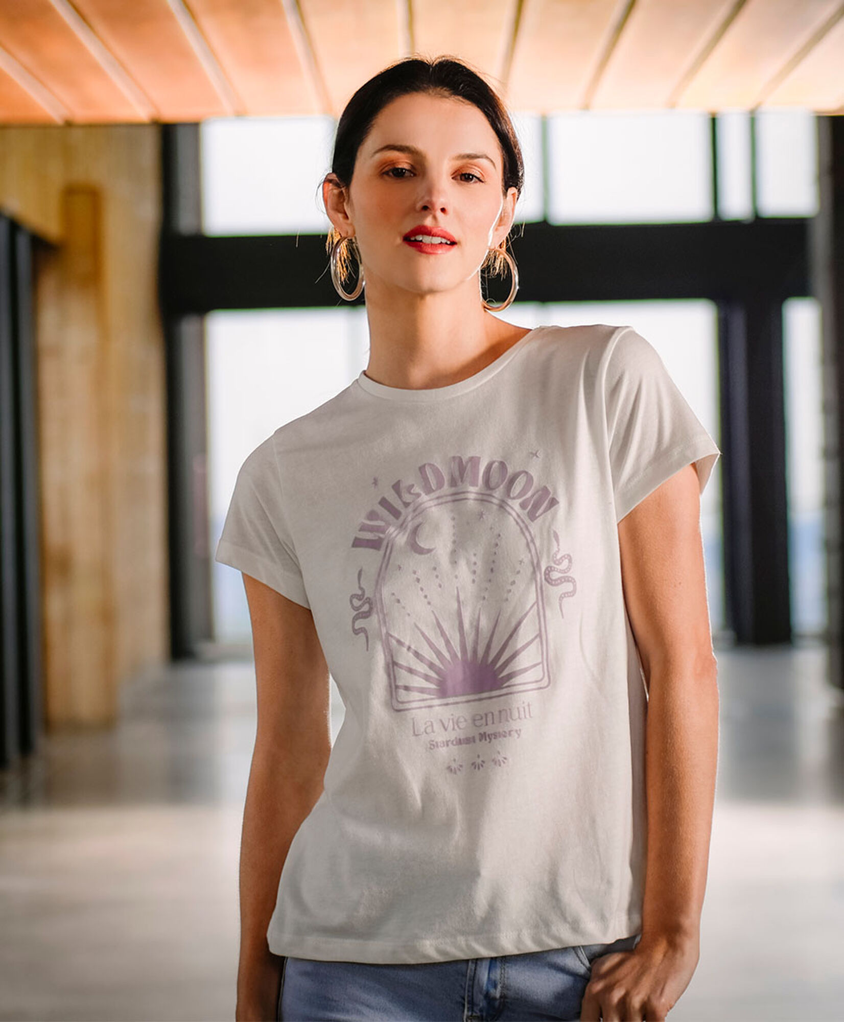 Polera mujer estampado luna y sol Polera mujer estampado luna y sol
