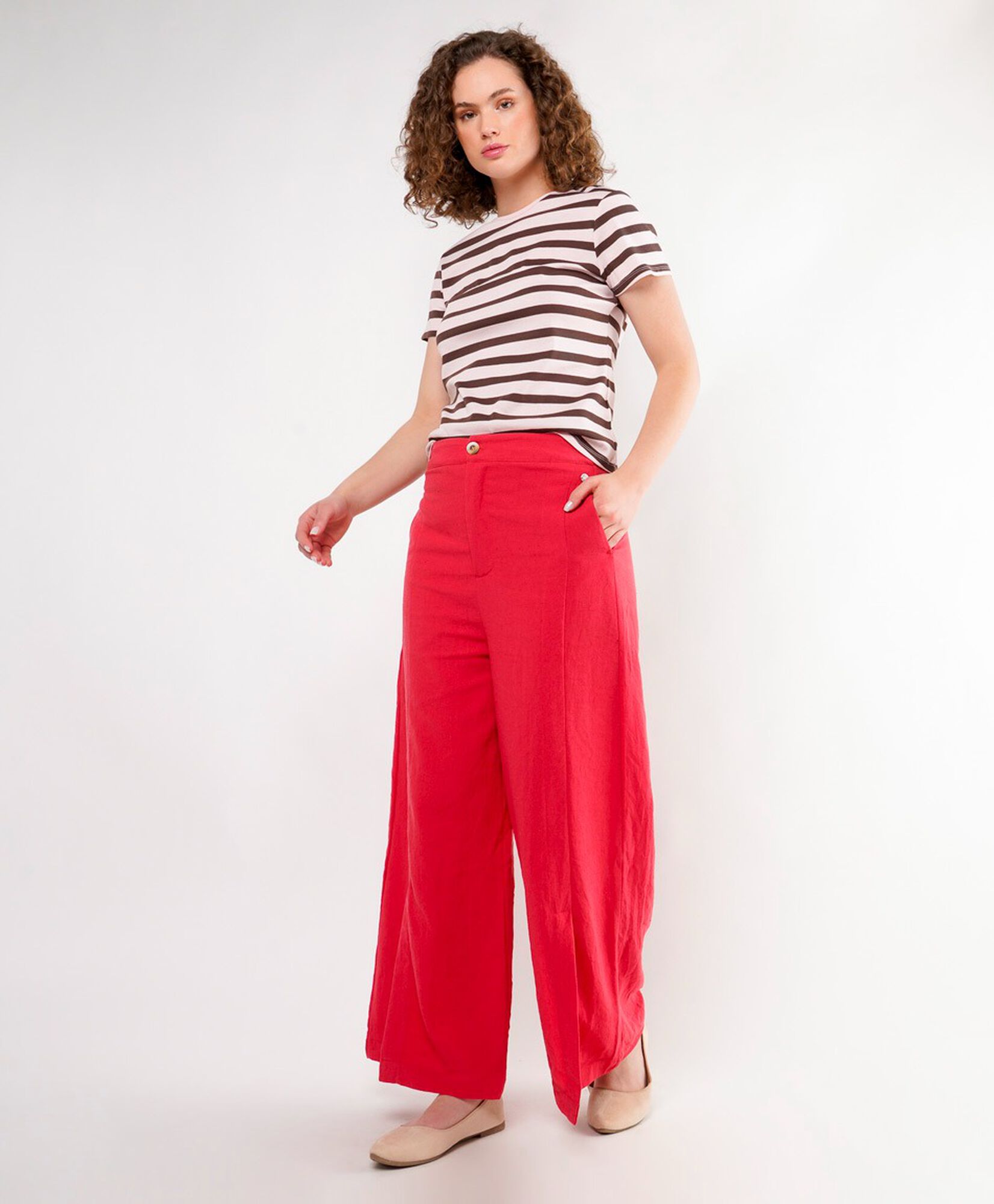 Pantalón mujer liso rojo wide Pantalón mujer liso rojo wide