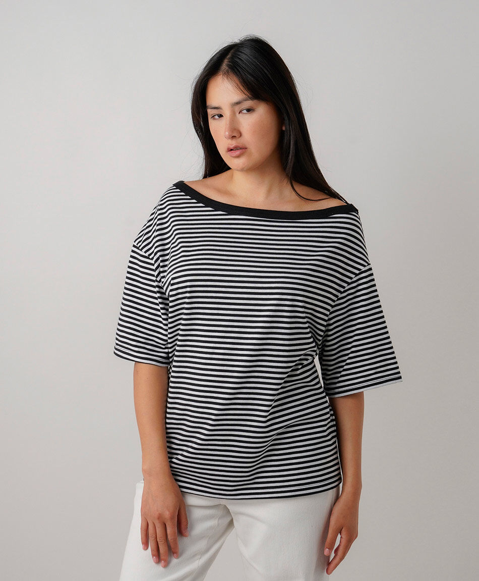 Polera mujer rayas irregular