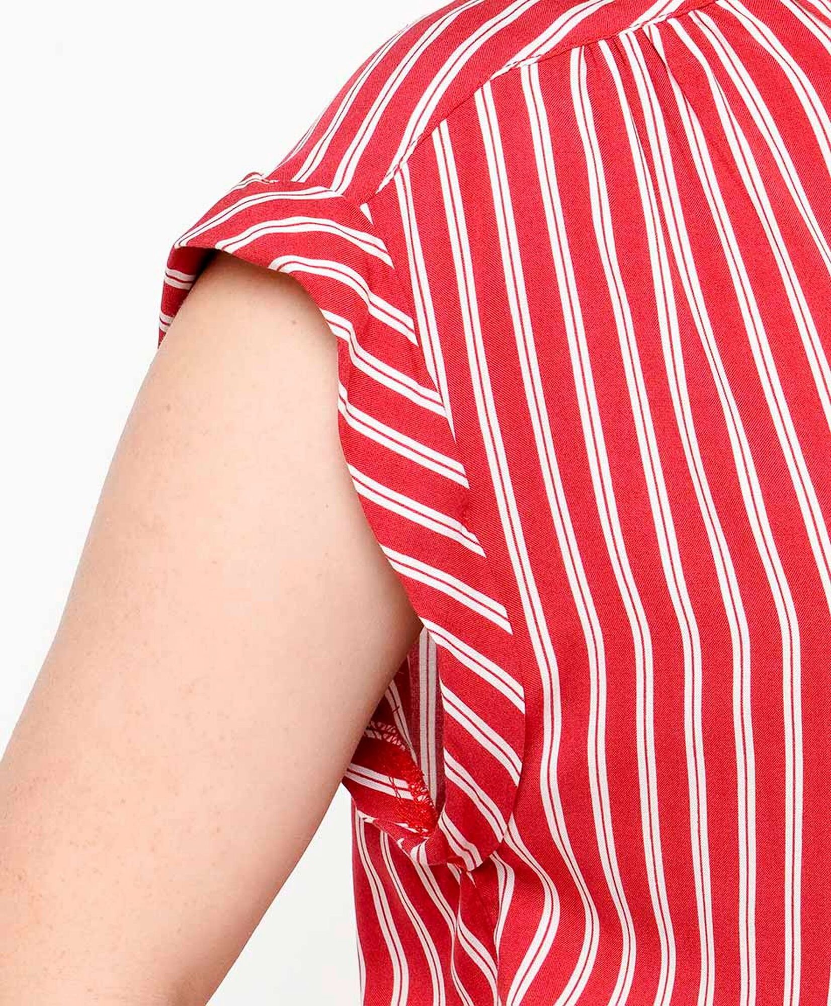Blusa mujer líneas roja manga mini Blusa mujer líneas roja manga mini