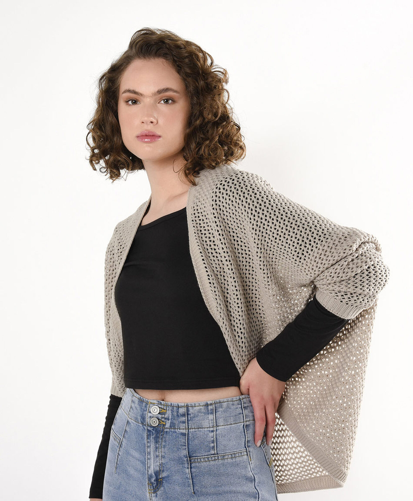 Cardigan mujer calado media manga Cardigan mujer calado media manga
