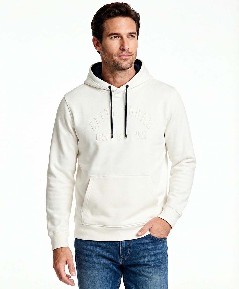 Poler&oacute;n hombre gorro canguro white