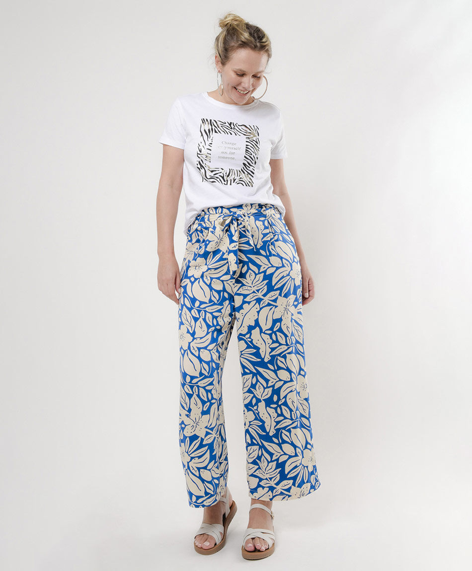 Pantal&oacute;n mujer hojas wide