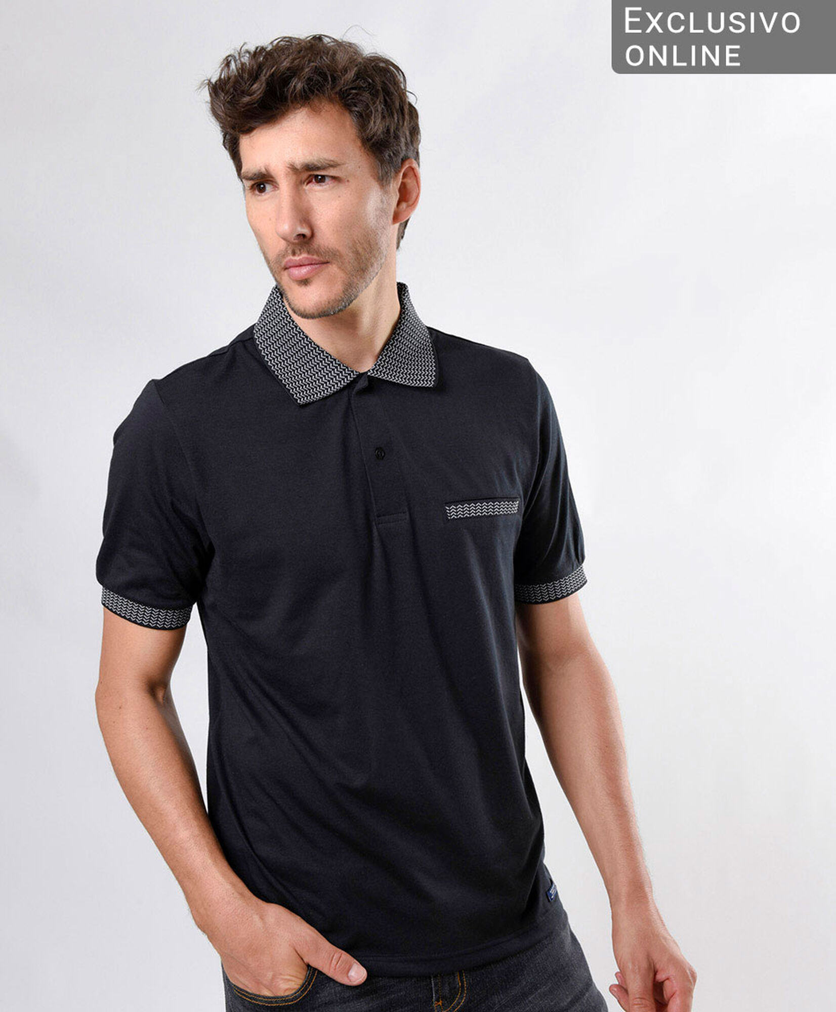 Polera hombre bolsillo falso cuello piqué Polera hombre bolsillo falso cuello piqué