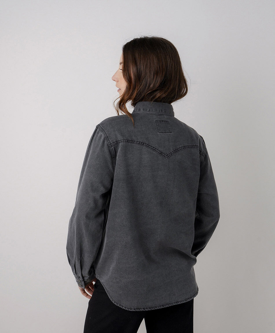 Blusa mujer denim costuras