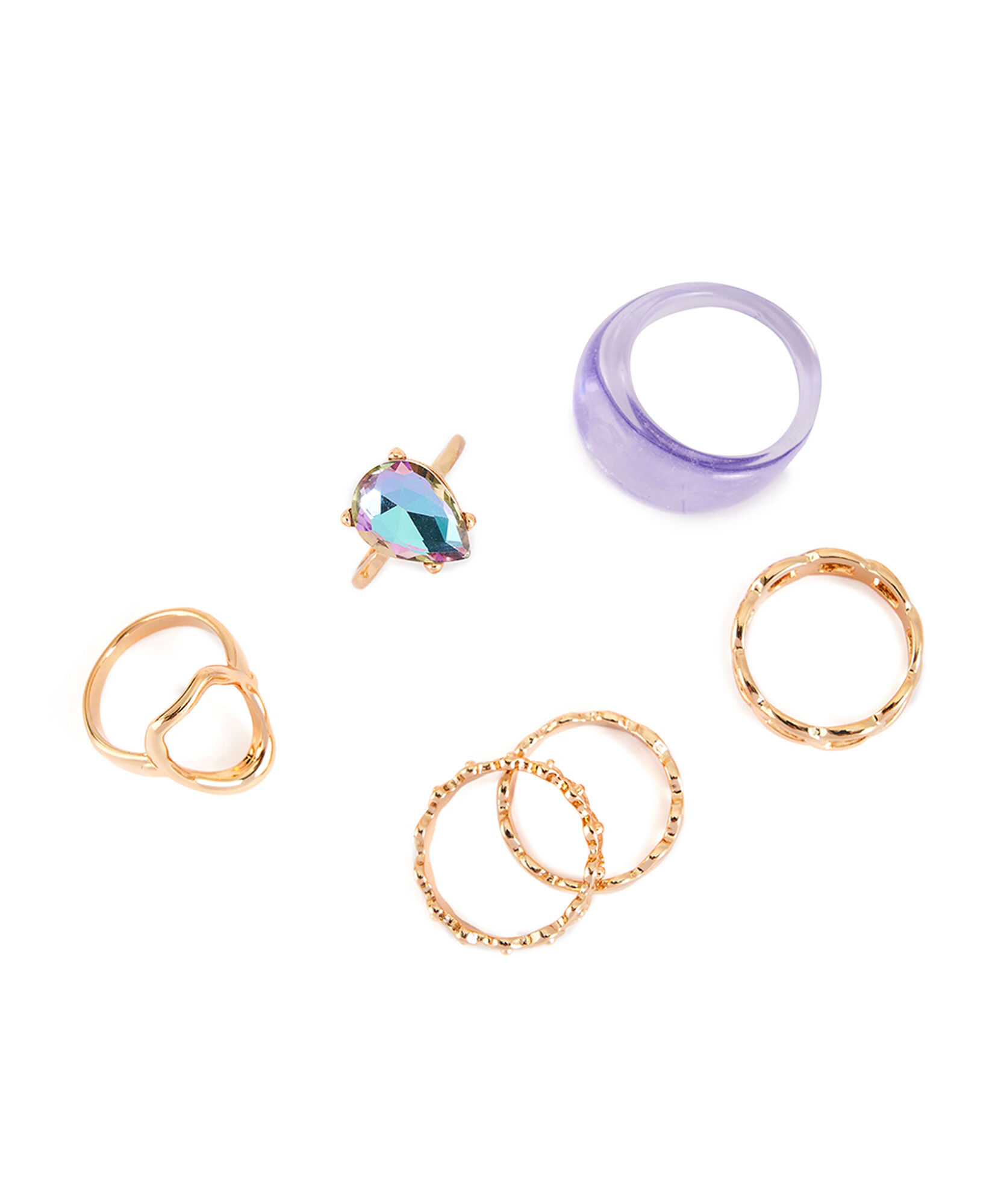 Set 6 anillos mujer detalles lilas Set 6 anillos mujer detalles lilas