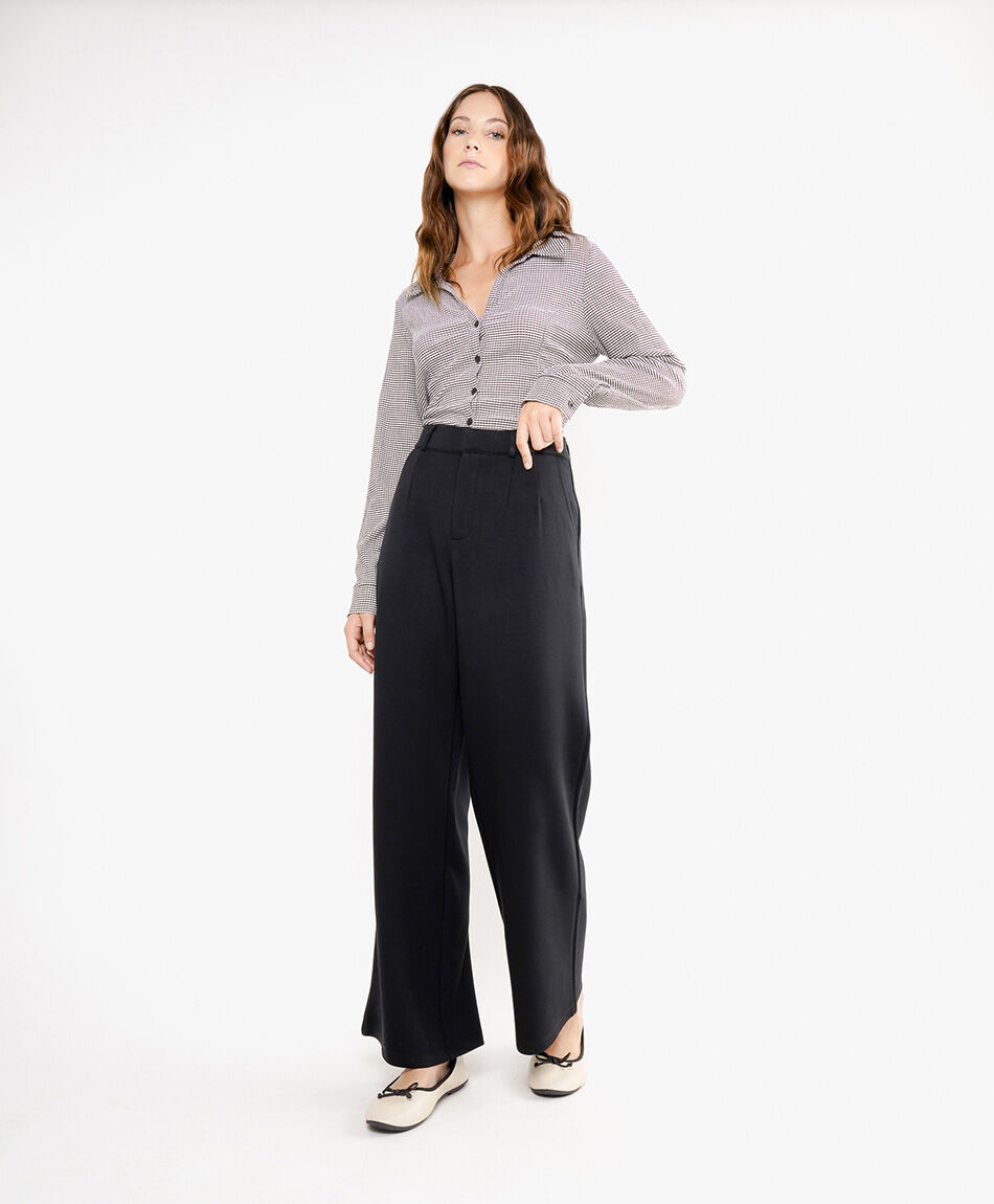 Pantal&oacute;n mujer wide leg relax black