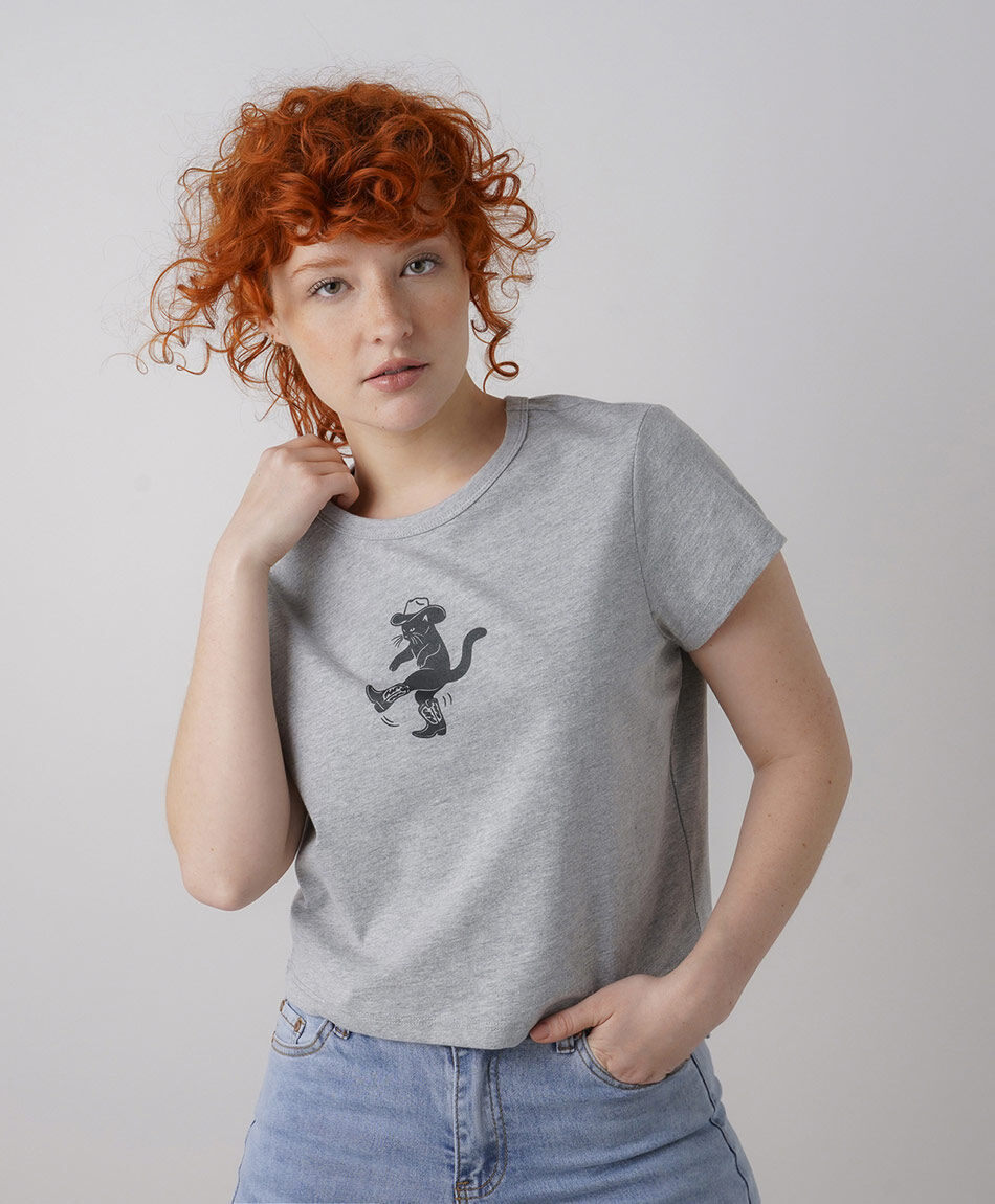 Polera mujer gato cowboy crop
