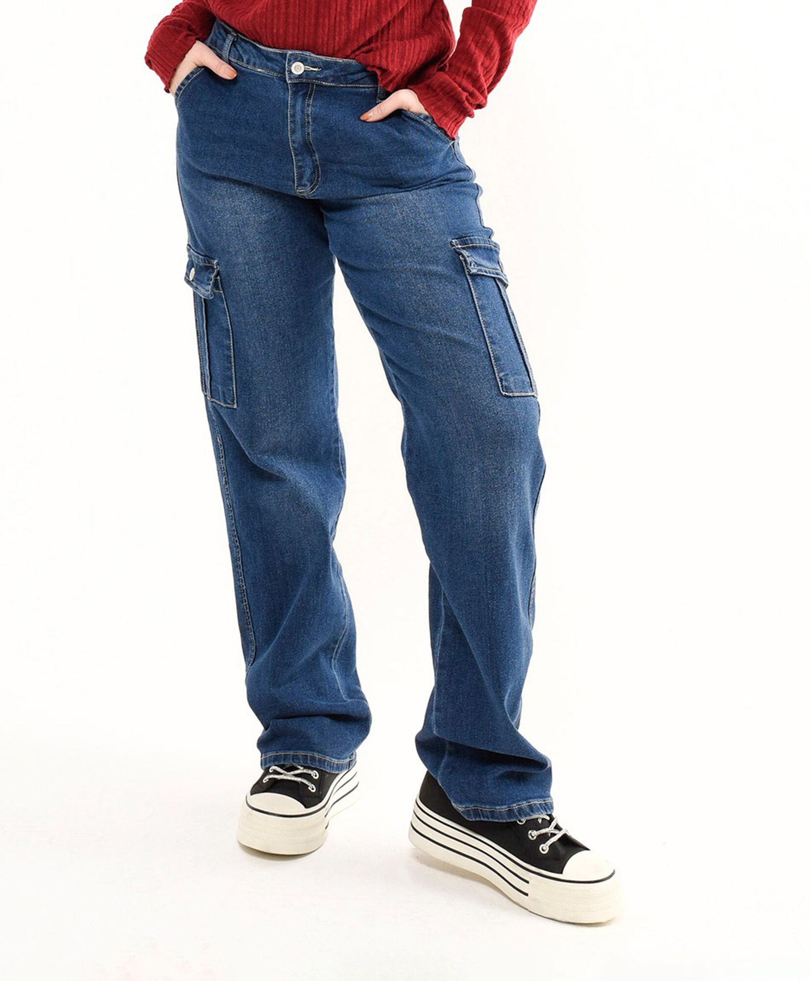 Jeans mujer cargo botón Jeans mujer cargo botón