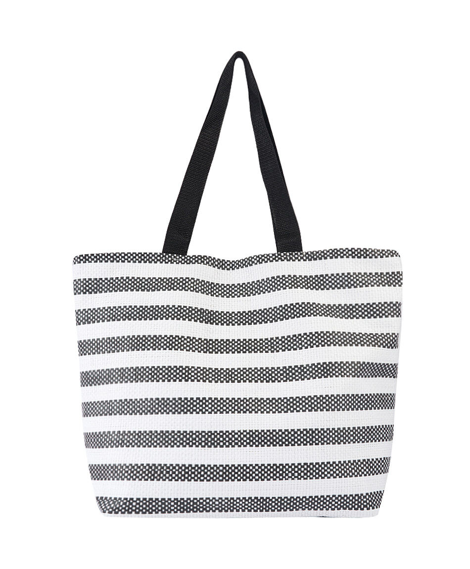 Set bolso playa mujer rayas negro