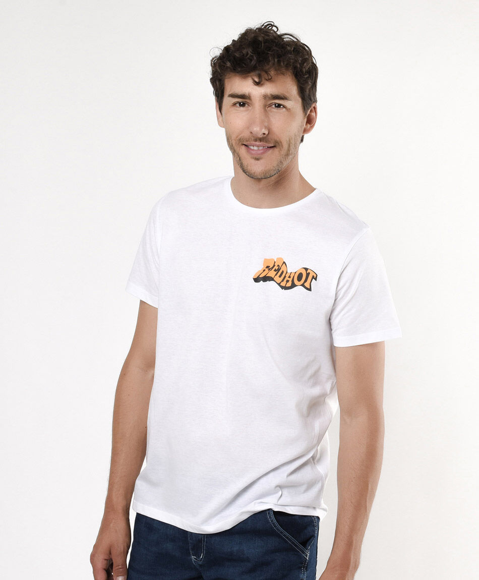 Polera hombre doble estampado frase