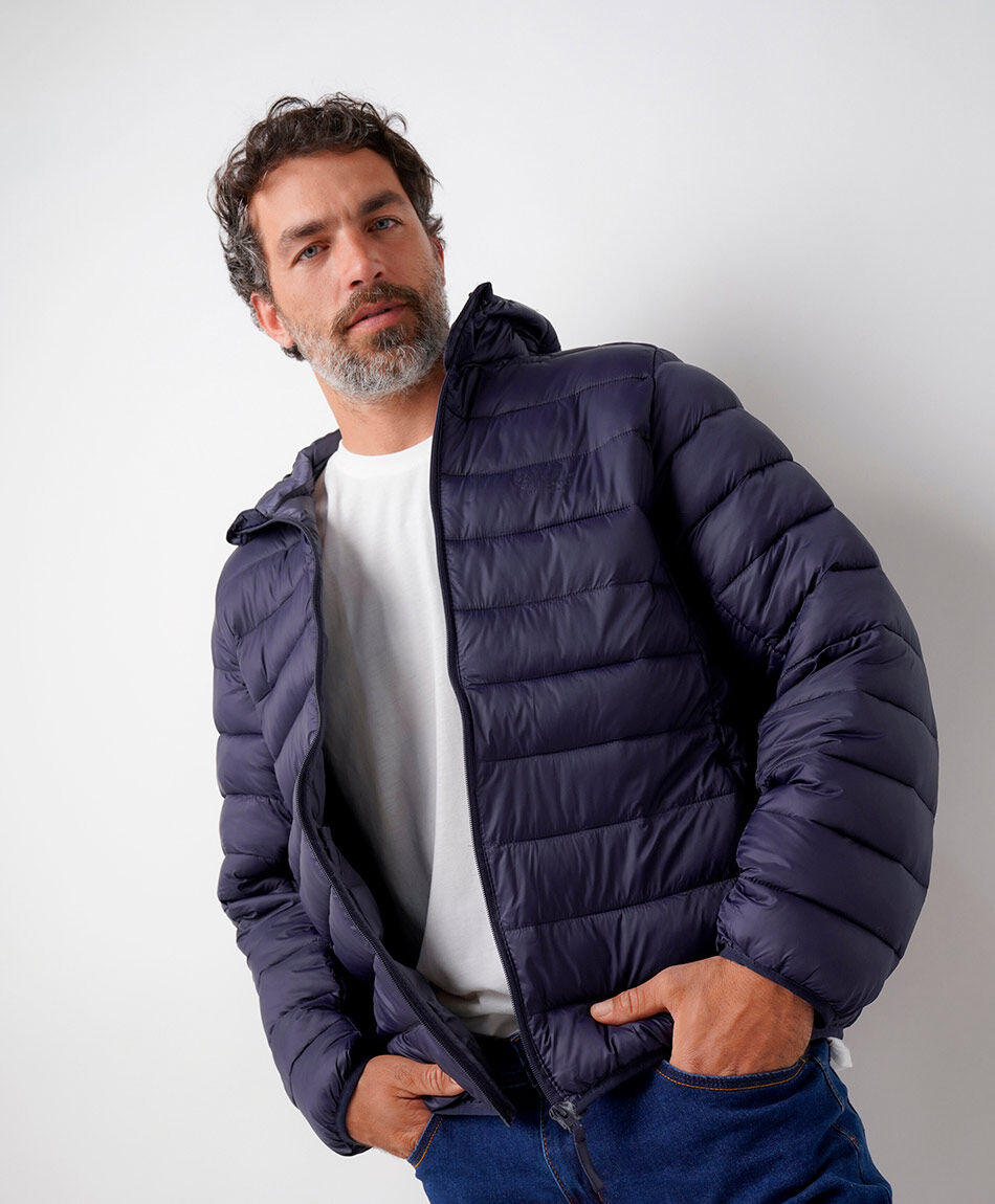 Parka hombre azul gorro